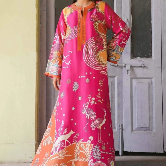 Pink Silk Kaftan